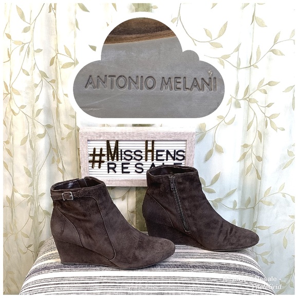 ANTONIO MELANI Shoes - EUC ANTONIO MELANI DARK BROWN WEDGE ANKLE BOOTIES